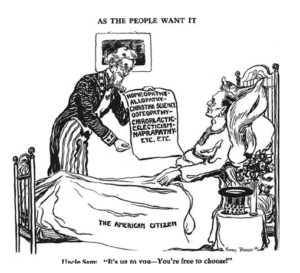 Medical liberty cartoon As the People Want It from Medical Freedom December 1914