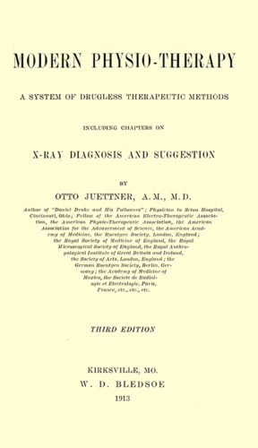 Modern physio-therapy book cover by Otto Juettner 1913