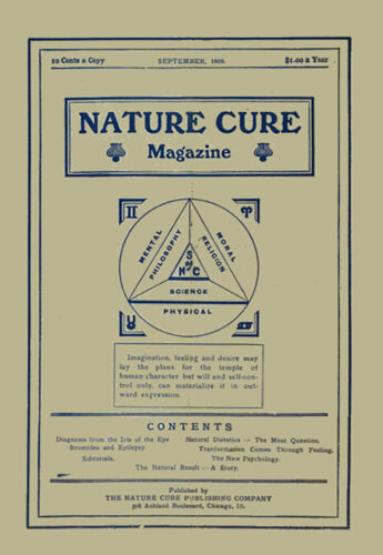 Nature Cure Magazine September 1909 cover published by Henry Lindlahr MD