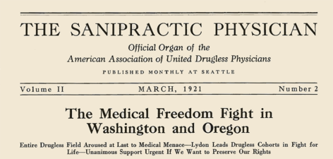 Sanipractic Physician March 1921 masthead